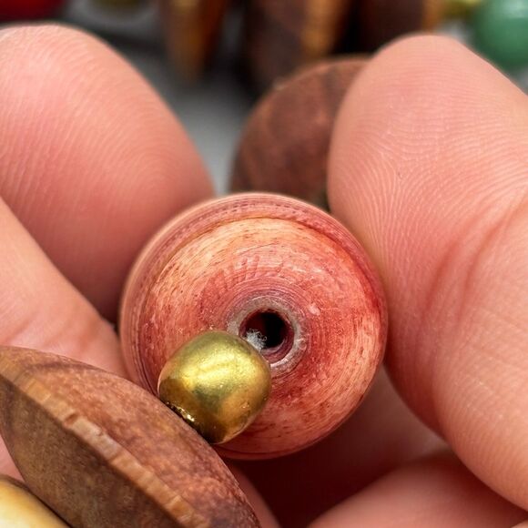 Tribal Style Statement Necklace Brass Bone Horn Wood Stone Beads 1970s Boho - Picture 7 of 16